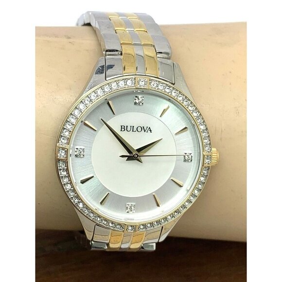 Bulova Women's Watch 98L273 Mother of Pearl Dial Two Tone Steel 32mm - Picture 10 of 13
